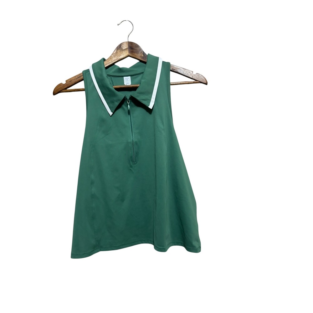 Old Navy PowerSoft Polo Top Womens 3X Green Excellent Sleeveless Quarter Zip